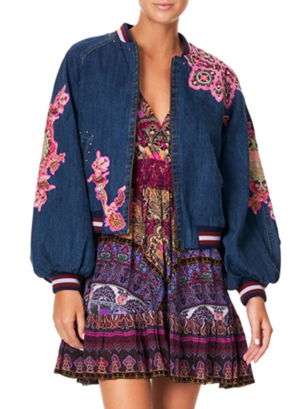 Camilla Daughter's Destiny Blouson Sleeve Bomber Size Small